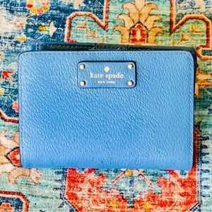 Kate Spade New York Tellie Grove Blue Leather Bi-Fold Wallet